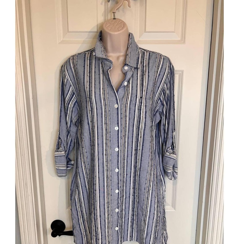 Karen Kane Striped Button-Up Shirt Dress Size Large